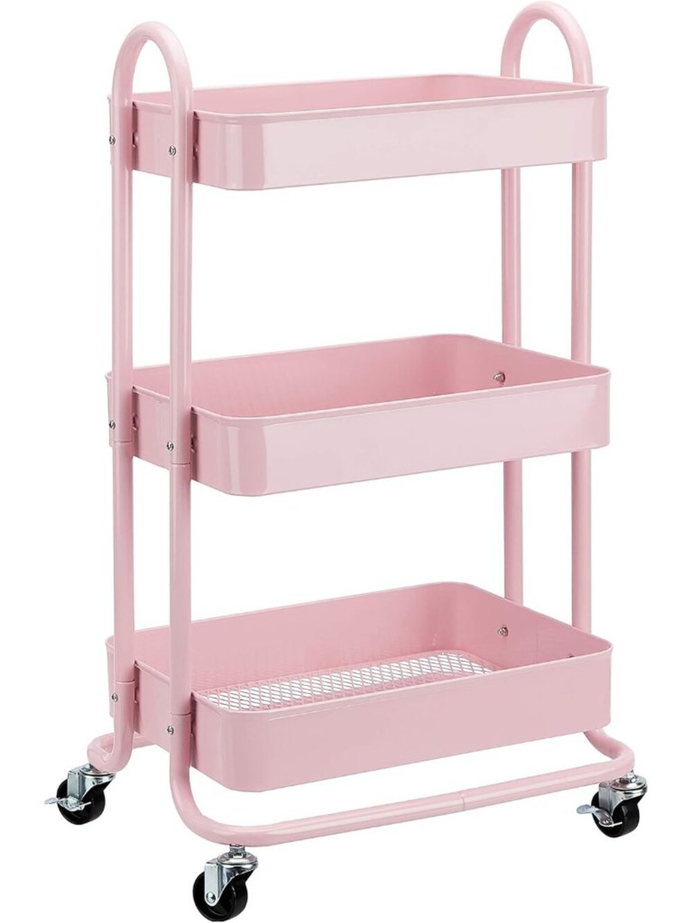 3-Tier Rolling Utility or Kitchen Cart, Lockable Wheels, Multifunctional Storage